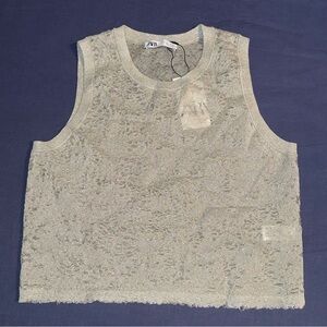 Zara metallic tan-gray distressed cropped tank top